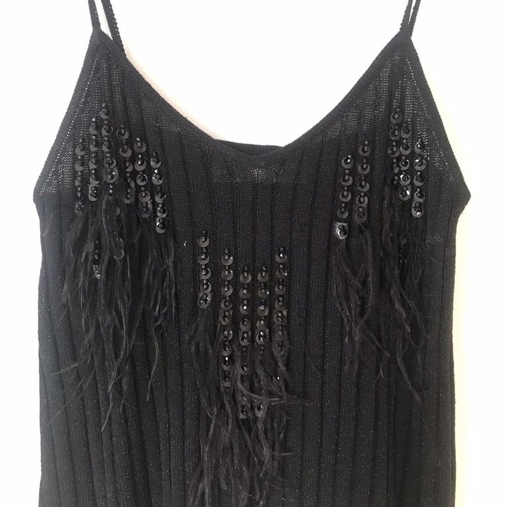 Zara Black Feather top - Small